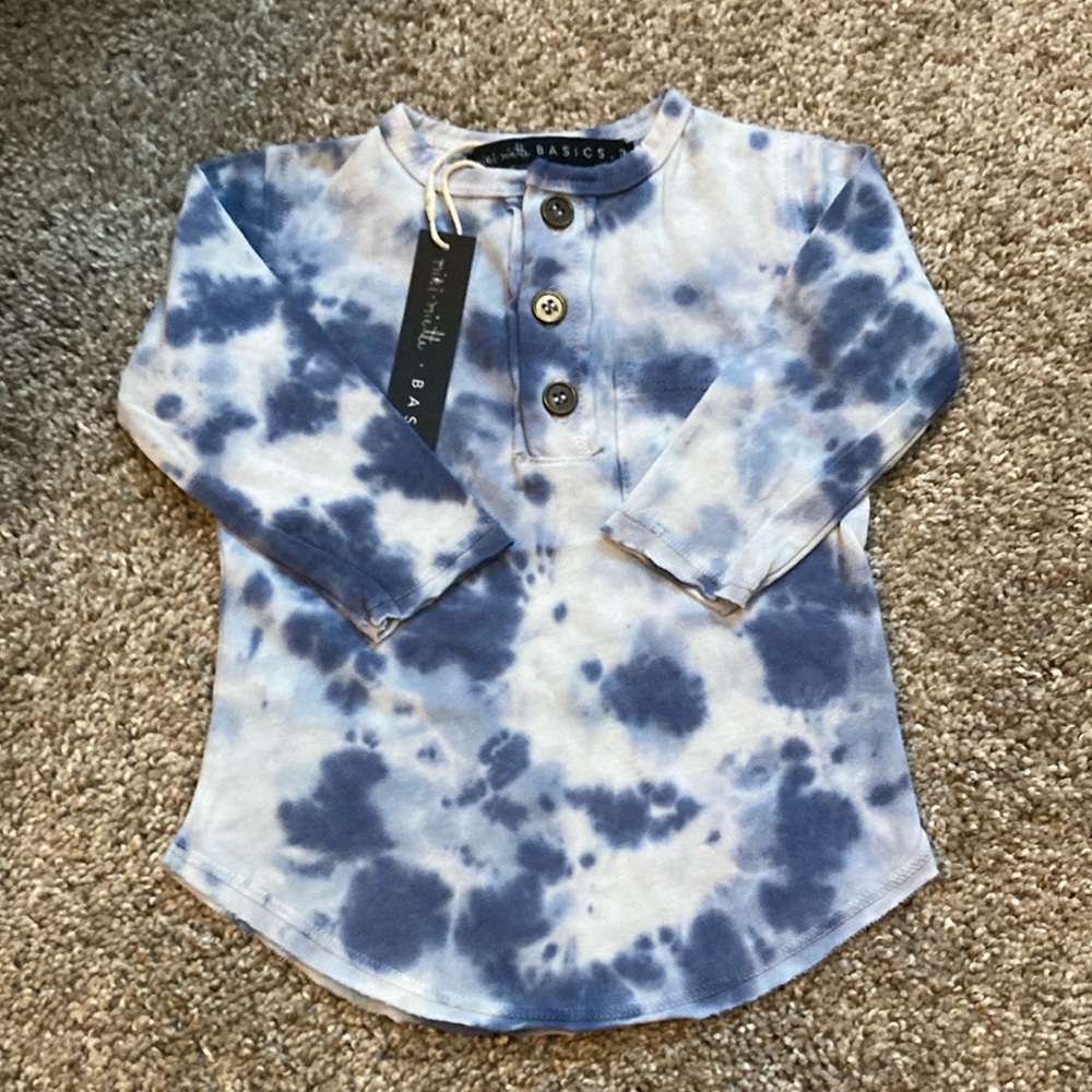 Miki Miette Blue and White Tie-Dye Long Sleeve 3 months NWT SOLD AT NORDSTROMS